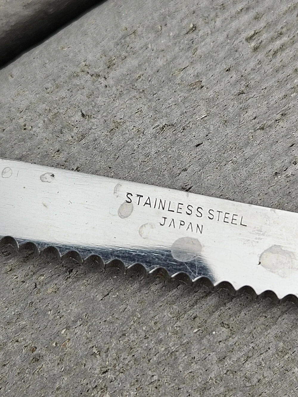 Mid Century Modern Japanese Steak Knife Set 4PC Stainless Wood Brass Rivets
